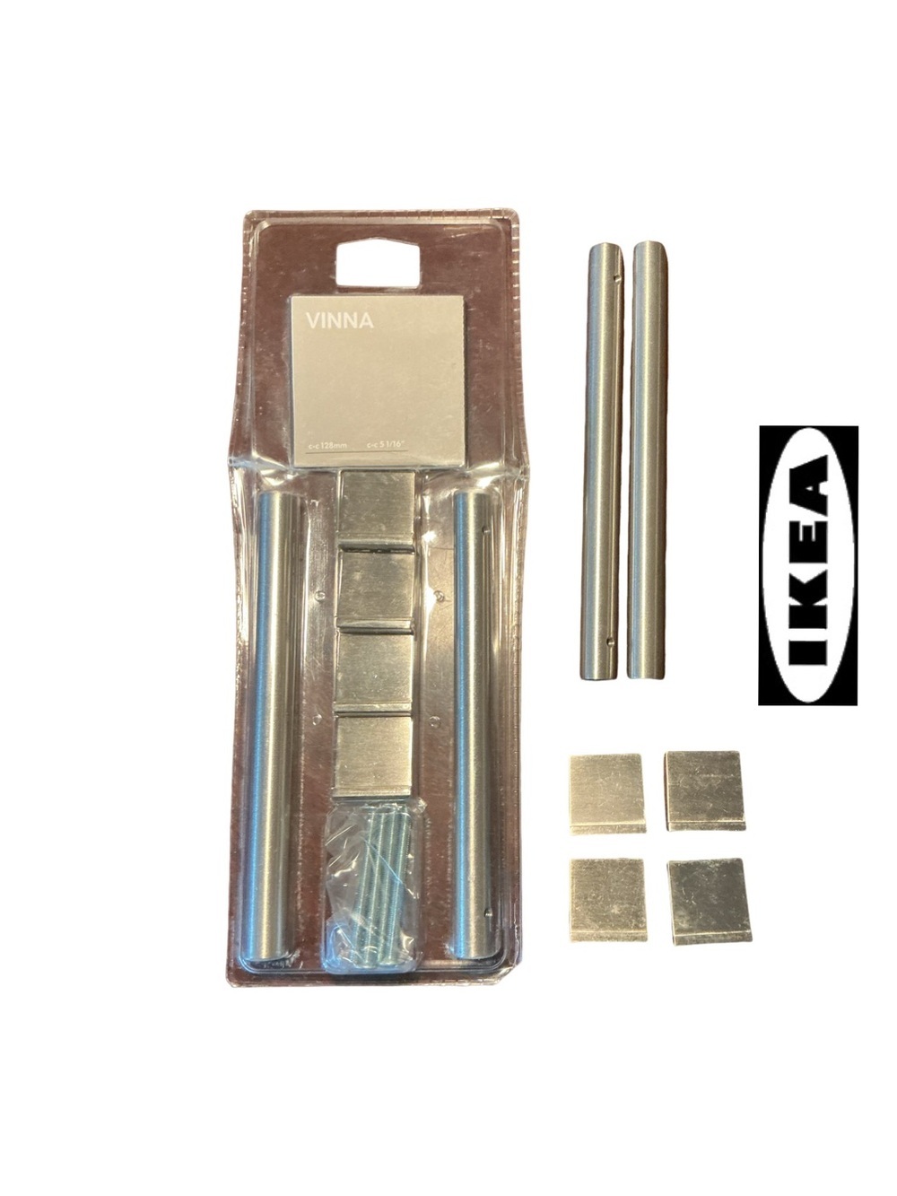 IKEA VINNA Cabinet Pulls (2 sets) in Silver Stainless Finish NWT